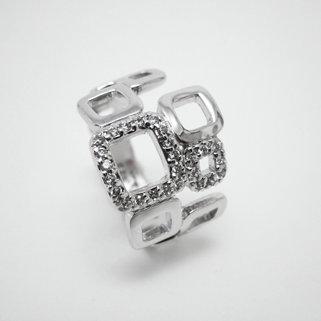 Multi-squares Wide Ring with Cubic Zirconia - Click Image to Close